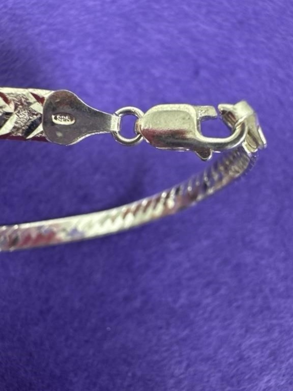 Sterling Silver 925 Herringbone Bracelet - 7.25” Long - Delicate Flat Chain - Picture 2 of 5